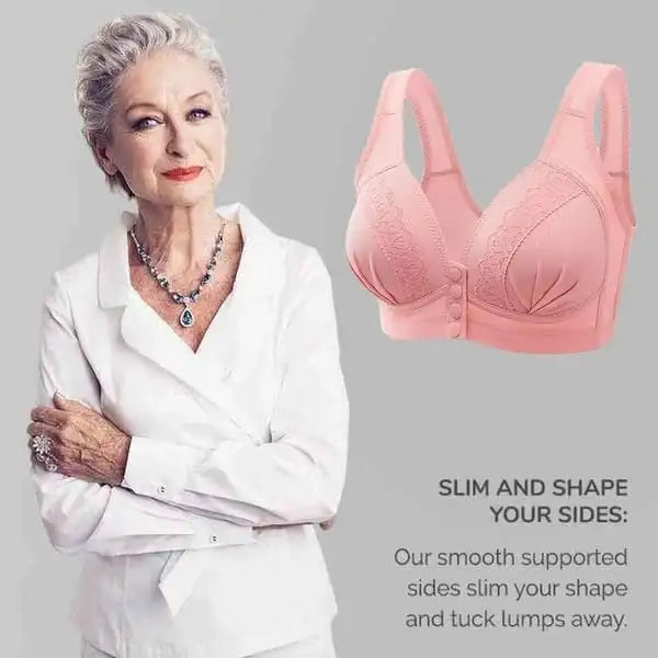 Front Button Breathable Skin-Friendly Cotton Bra – Queen Curves