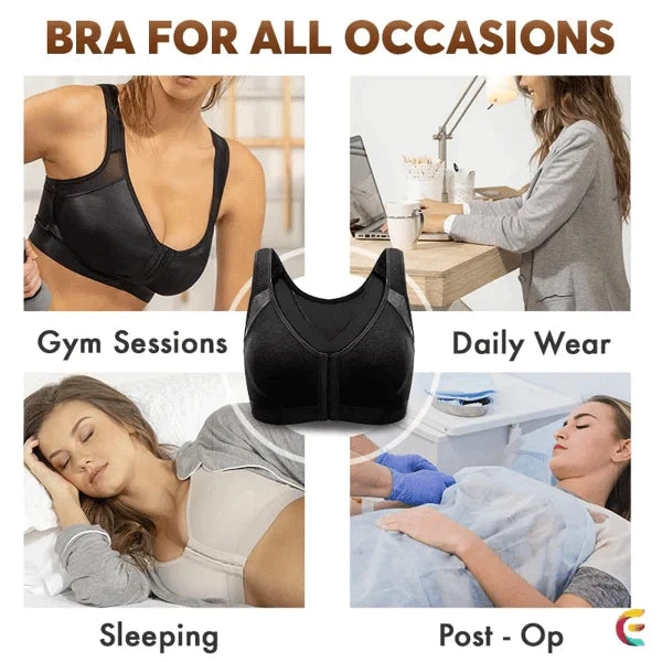 Adjustable Chest Brace Support Multifunctional Bra Full Coverage Front  Closure X Back Non Padded Wireless Posture Bra Plus Size