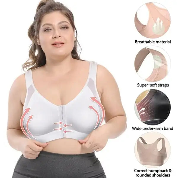 Front closure wireless X-back support full coverage Bra